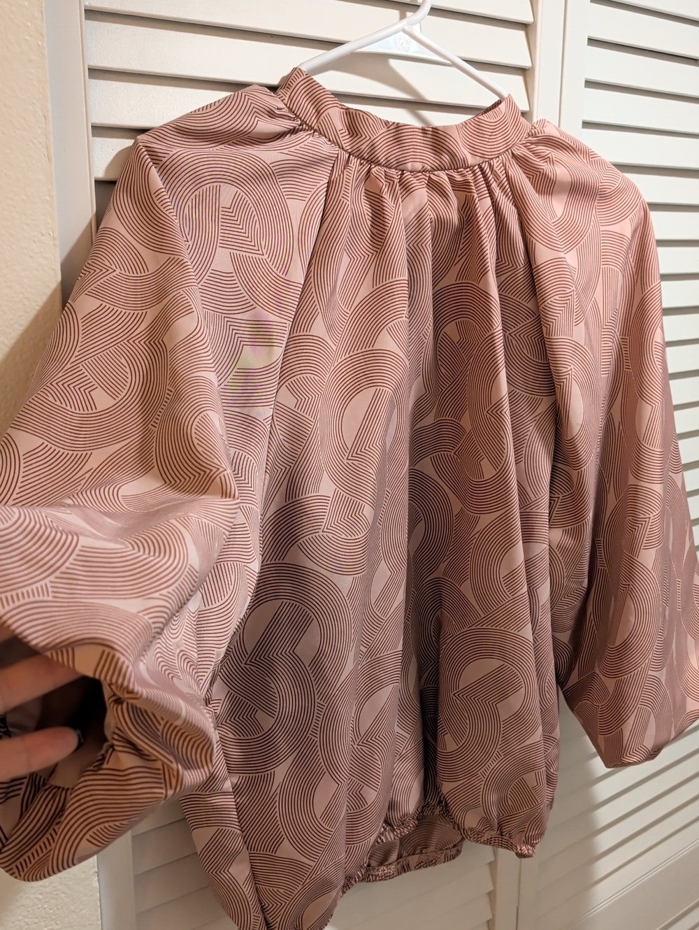 Women's Dusty Rose Patterned Balloon Sleeve Top